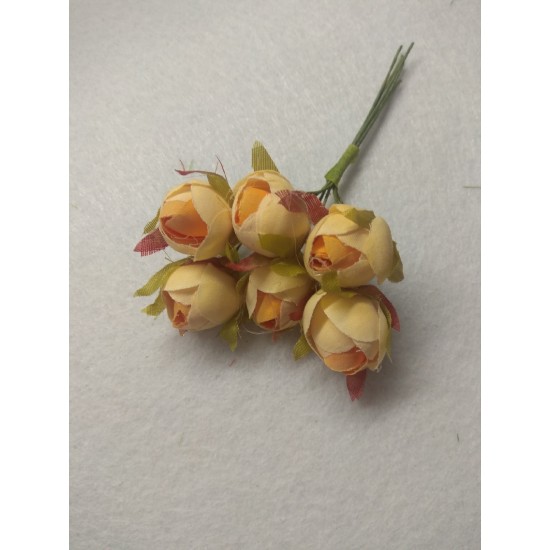 Цветы из ткани 2 см в пучках (6 шт) цв. оранжевый, цена за пучок